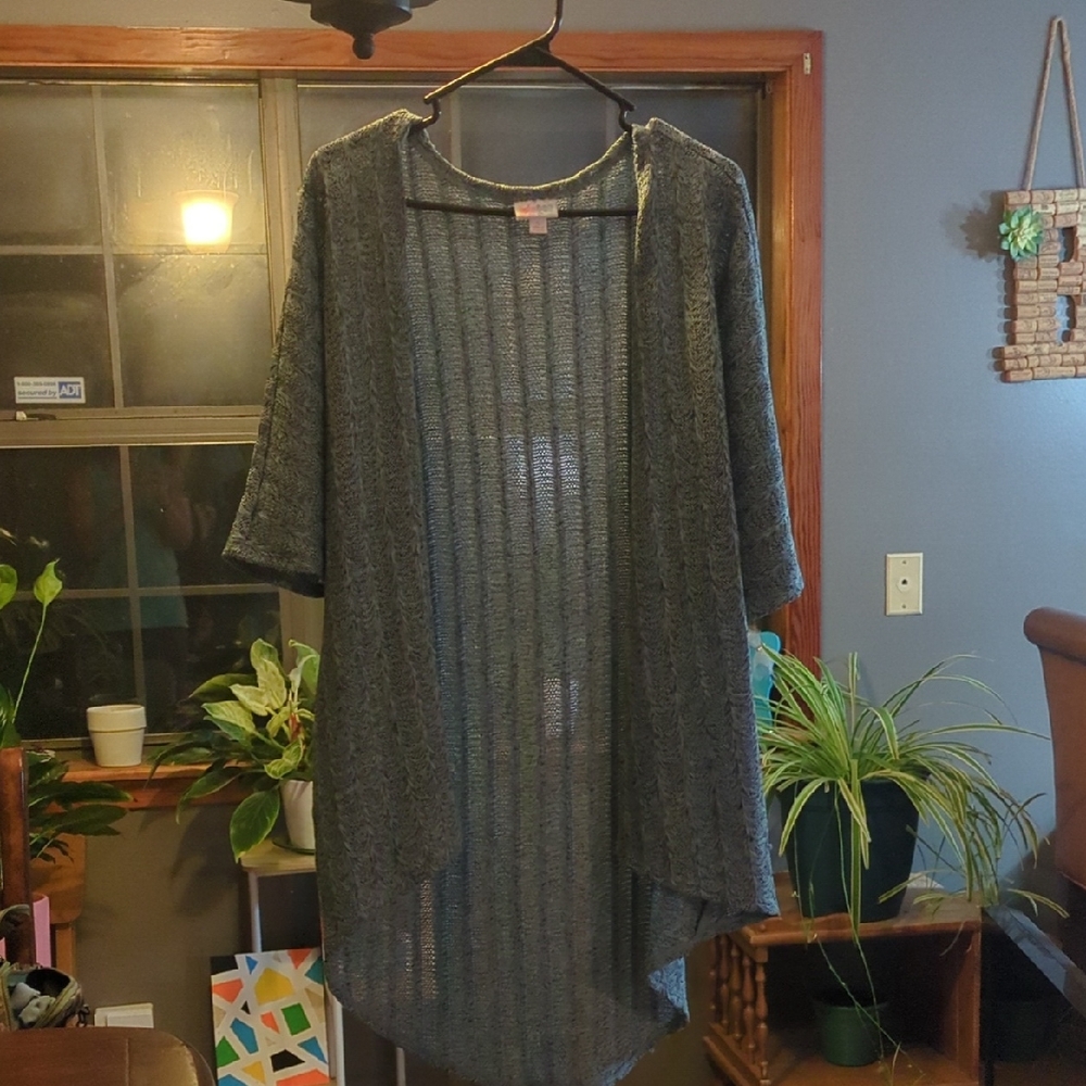 LuLaRoe Metallic Gray Knit Cardigan